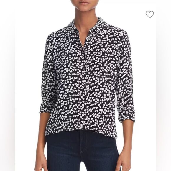 Equipment Tops - Equipment Essential Heart 100% Silk Shirt Size Small